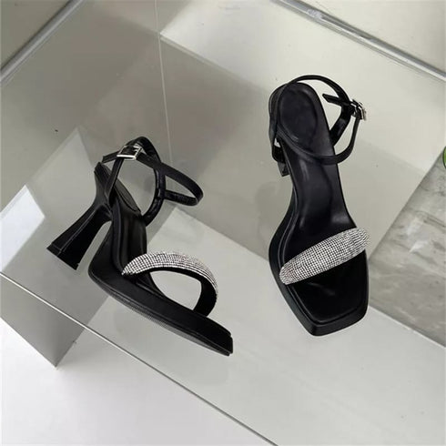 Square Toe Muller Rhinestone Sexy Heel